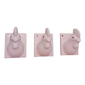 Vintage Ceramic Rooster Chicken Head Towel Apron Holder Wall Mount Farmhouse Set